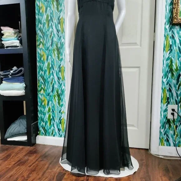Vintage New Image Luxgoth Wedding Formal Cutout Maxi Dress Black Womens Size 12 - Picture 8 of 13